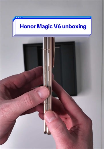 Vegan leather exterior? Samsung would never 🫣 this is the Honor Magic V6 foldable phone and it's all about elevating this category's design. Not only is the Magic V6 just 4mm thin when opened, but it's also IP69 water-proof despite the premium materials. And that's before we talk about the crease 👀 Honor's foldable phone is launching globally later this year. #honormagicv6 #foldablephone #unboxing #smartphones #techtok