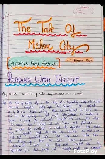 class 11 English The Tale of Melon City... question and answer NCERT snapshots
