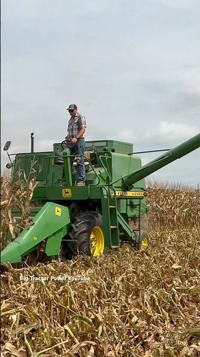 JOHN DEERE 3300 Combine Harvesting Corn #bigtractorpower