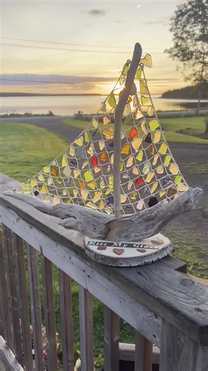 Made this seaglass boat for my sister! The name fits the situation she...