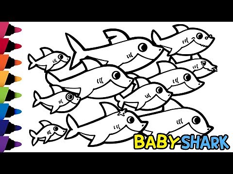 How to Draw Baby Shark Family Step by Step [10min] Shark Family Coloring for kids #DrawBabyShark
