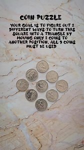 Coin puzzle, make 2 different triangles starting from the square. #Puzzle #Coin #fyp | Everyday Discoveries