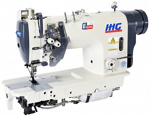 IHG Double Needle Sewing Machine FIxed Needle Bar, Straight Knife Thread Trimmer. Auto Presser Foot Lifter #dobuleneedle #jeans #bighook #denims #pants #garment #garmentfactory #largehook #lockstitch #lock #stitch #sewing #sewingmachine | IHG Sewing Machine