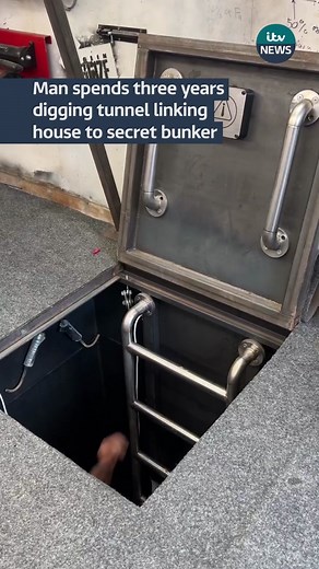 A YouTuber dug a tunnel from his house to a secret underground bunker #itvnews #diy #engineering #secretbunker