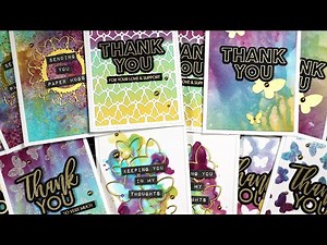 Multiple Distress Spray Stain Backgrounds + 12 Finished Cards!