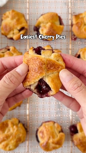 My 6 year old made these delicious easy mini cherry pies 🥧 🍒 what do you think? | Hello, Yummy