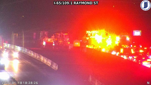 Crash and fire unfold near overpass bridge, force officials to close all lanes of Interstate 65 northbound on south side of Indianapolis