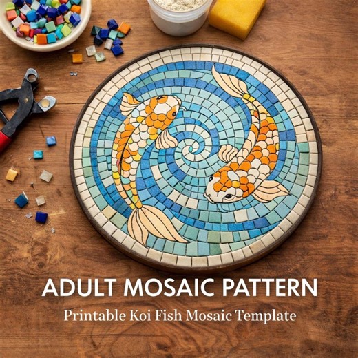 Koi Fish Mosaic Pattern | Spiral Design, DIY Art (instant Download) - Etsy Australia