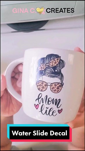 How to use Water-slide Decal Paper. #crafts #crafting #tutorial #mugs #momlife #leopard #decal #cricutcraft #cricut #craftymom #ginaccreates #fyp