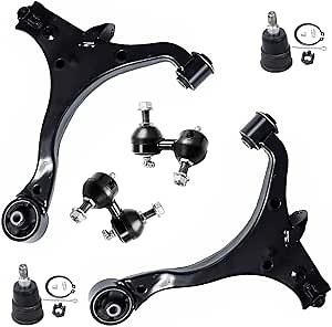 Detroit Axle - 6pc Front End Control Arms Kit for 2003-2011 Honda Element 2 Lower Control Arms Assembly 2 Lower Ball Joints 2 Sway Bar Links 2004 2005 2006 2007 2008 2009 2010 Replacement