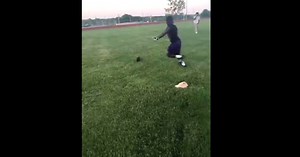 Video: Man kicks cat as if kicking a field goal