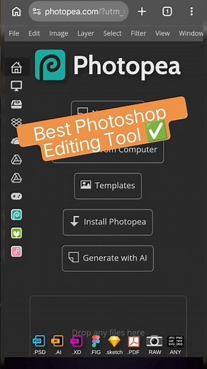 Free Photoshop Alternative | Edit Photo with Photopea #Photopea #PhotoEditing #AITools #Tech #Shorts