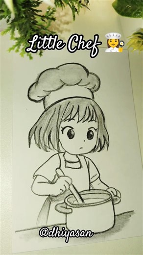 Little Chef Girl Drawing | Cute Cooking Baby Sketch” #art #easydrawing #cutedrawing #sketch #shorts