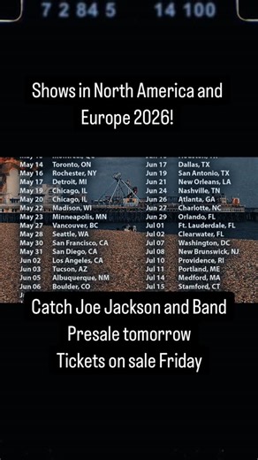 Joe Jackson Music on Instagram: "Tour Announced"