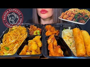 ASMR EATING PANDA EXPRESS | ORANGE CHICKEN, CHOW MEIN NOODLES | CHINESE FOOD MUKBANG
