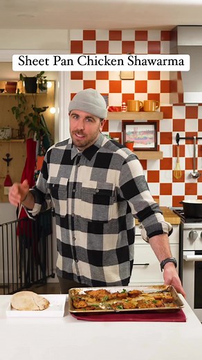 This simple, crowd pleasing sheet pan chicken shawarma will become your families go to weeknight feast! Full of flavour, approachable, fun, and oh so satisfying. This is a meal that everyone in the family will look forward too! This recipe is everything you love about Chicken Shawarma all on one sheet pan and ready for your oven. Easy clean up too! | Andy’s East Coast Kitchen