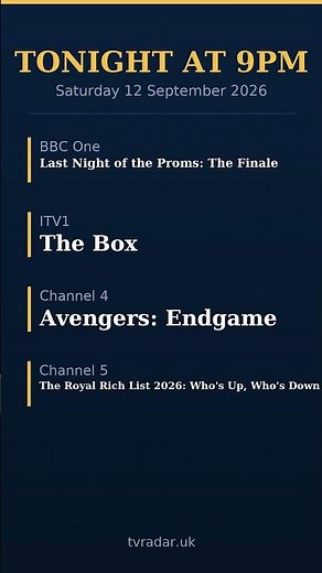 Last Night of the Proms: The Finale vs The Box at 9pm | What's On TV Tonight Sat 12 Sep 2026