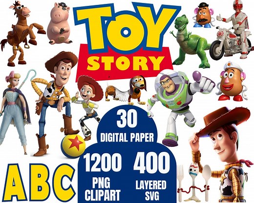 Toy Story Clipart Mega Pack: PNG, SVG, Posters (digital Download), Buzz Lightyear Svg, Woody Svg, DIY Birthday, Shirt, Craft Project, Font - Etsy