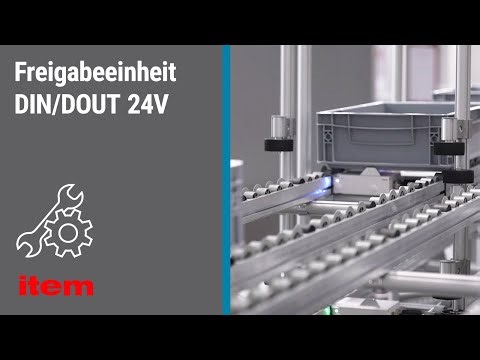 Wie wird die elektronische item Freigabeeinheit DIN/DOUT 24V für den Transport von KLT installiert?