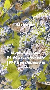1.5K views · 4 comments | Bakheya Lucknowi old style superfine chikankari straight makhmal mulmul 3 d printed floral kurti 36-64 sizes available offer only 1099 free shipping in India. 48+ length #cottonkurtis #mughalgharana #lucknowichikankari #PlusSizeClothing | Mughal Gharana | Facebook