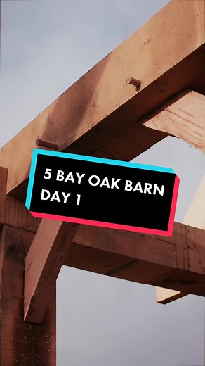 Episode 1 | FOLLOW FOR PART 2! watch us construct a massive 5 bay oak barn frame in 3 days. Here’s the first. #oak #oakgarage #garage #oakframe #barn #oakbarn #woodwork #carpenter #oakbrace #brace