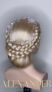 How to …, You found the perfect Halo Braid Ethereal with only 2 ponytails ROMANTIC quick & easy 🥰 in few minutes 🤗 Updo Romantic 🥰 . “Feel like a queen with this elegant and royal braided hairstyle.” Updo quick & easy Bridal Updo Romantic & Elegant Easy & Simple Romantic Simple & Easy Hair Tutorial Romantic 🥰 ✨WATCH ✨LEARN ✨SAFE #fashionstyle #hairstyling #longhairstyles #braidstyles #weddinginspiration | MadeByAlexander