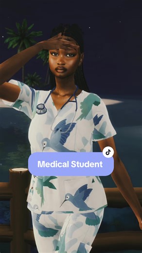 Robin is loving medical school 🩺💕 • Medical School Mod V2 by @ellesimsworld • female nurse scrubs by sims4nexus #sims4tok #thesims4 #blacksimmer #blacksims #simstagram #sims4story #CapCut
