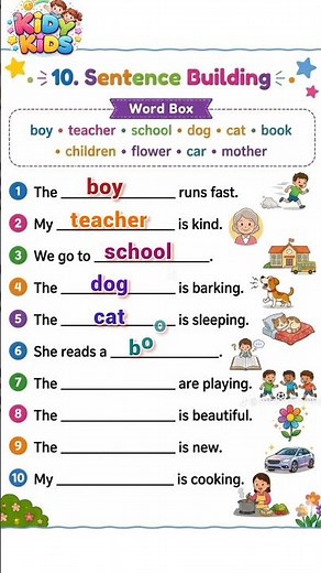 Fill in the blanks | sentence building #shorts #kidsyoutube