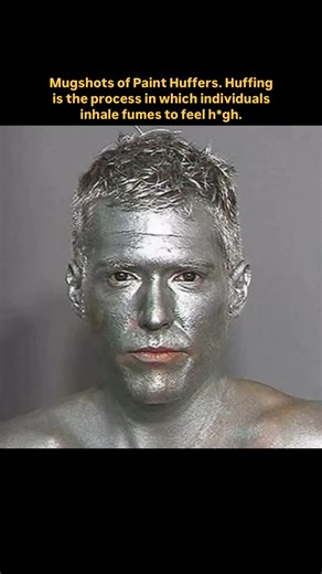 Memoir World on Instagram: "Mugshots of paint huffers have become a reminder of a dangerous addiction. Huffing involves inhaling fumes from substances like spray paint, glue, or solvents to get high. It’s often cheap and easy to access, but incredibly harmful. The mugshots usually show individuals with silver or gold paint smeared around their mouths and noses, evidence of recent use. Behind the wild look and smeared faces are stories of addiction, poverty, and untreated mental health issues. Fo