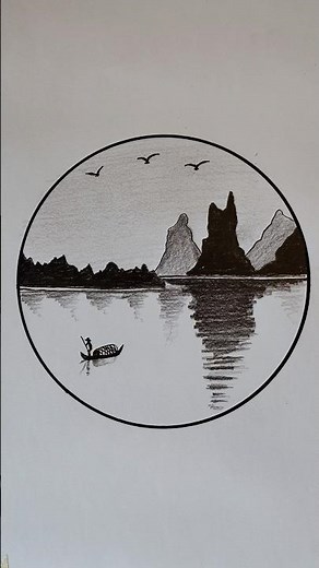 Paisaje Reflejos de la Montaña ⛰️. #dibujosfaciles #dibujo #dibujosalapiz #paisajes #drawing #art