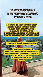 10 Richest people in the Philippines according to Forbes' 2024😮 #highlights #facts #informativepost #richestpeopleinthephilippines | Ninialoyda Sanguila Macaan
