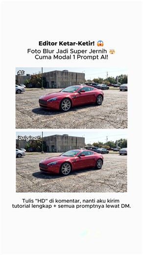 Foto blur langsung jadi HD cuma pakai 1 prompt AI! #AI #EditFoto #FotoBlur #FotoHD #fotojernih