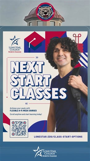 Missed the first start? No worries. 🎓 Next Start Classes give you the flexibility you need with 8–14 week courses. Get started today: lonestar.edu/class-start-options | Lone Star College-North Harris