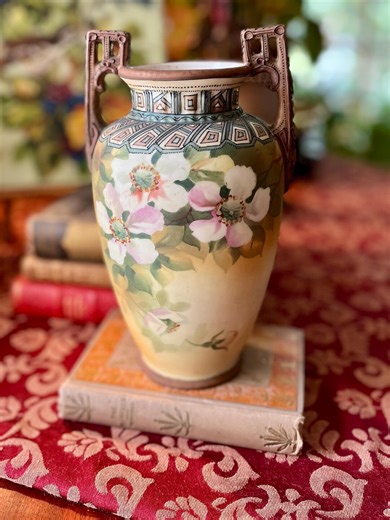 Antique Nippon Moriage Vase, Handpainted Earthy Woodland Roses - Etsy