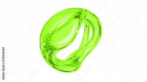 3d abstract object rotating like liquid form. 4k seamless loop animation footage. Green screen.