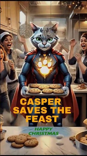 Christmas Cookies Disaster! Casper Saves The Feast! 🍪🎄🐾@ Casper - The Guardian Super Cat #aishorts