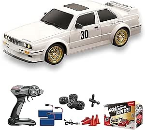 1:16 Scale RC Drift Car, 30KM/H 4WD 2.4GHz Remote Control Cars with LED Light, Racing and 4 Drifting Wheels, 3 Rechargeable Batteries, Perfect Toy Gift for Teen Adults White