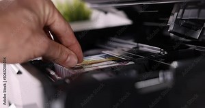 office equipment maintenance and service - hand replace inkjet printer cartridge