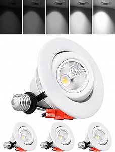 TORCHSTAR 4 Inch LED Gimbal Retrofit Recessed Light Dimmable, 9W Swivel Adjustable Eyeball Downlight, CRI90, Directional Eyeball Can Light, ETL Listed, 5000K Daylight, Pack of 4