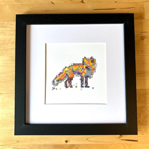 Fox Animal Pixel Art: Framed Nature Collectible Illustration - Etsy