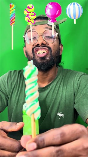 Green apple kiwi lollipop mukbang asmr