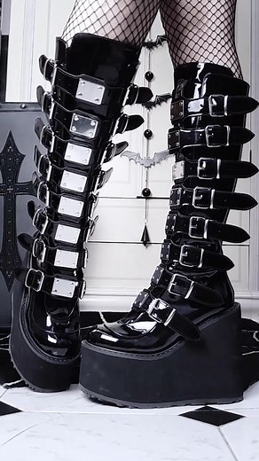 Goth Shoe Collection ⛓️🖤 #gothshoes #demonias #gothboots #shoecollection #shoechallenge #ilikeshoes #alternativeshoes #goth #alt #platformshoes #altfashion #beadoll