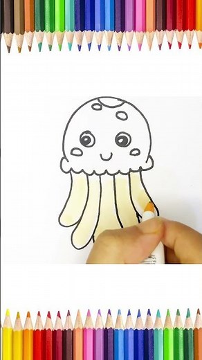 Jellyfish Drawing And Coloring for Kids & Toddlers #artforkids #howtodraw #drawing #lamb