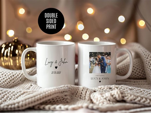 Photo Ceramic Mug With Couples’ Names, Date & Photo - Etsy