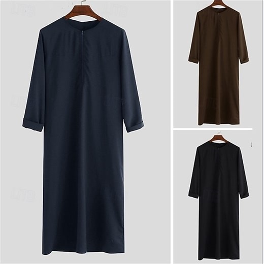 Men's Loungewear Nightgown Nightshirt Plain Stylish Comfort Home Daily Cotton Soft Breathable Crew Neck Long Sleeve Spring Fall Black Navy Blue 2025