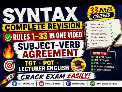 100% Exam-Oriented Syntax | Subject-Verb Agreement Rules with Examples | NeoClass Academy