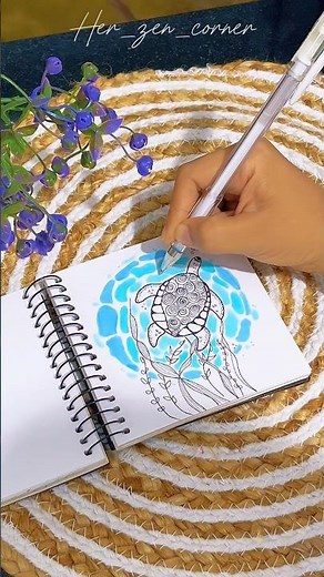 Relaxing Turtle Zentangle Art for Stress Relief 🐢 | Satisfying Ocean Doodle Drawing (Day 17)