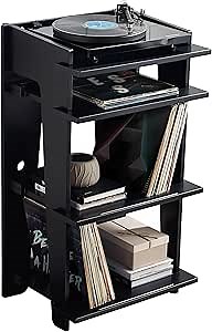Crosley Furniture Soho Record Player Stand, Media Console with Vinyl Storage, Modern Home Organizer, Black