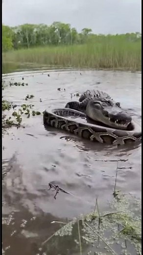 Unscripted Everglades Wildlife | Burmese Python Attacks Alligator