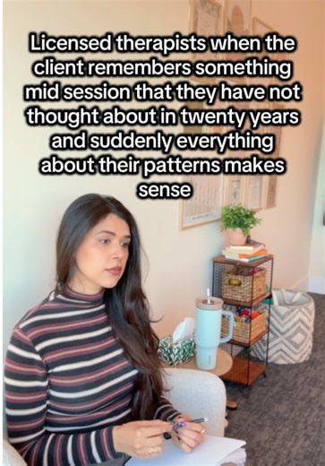 From a therapist’s perspective, this is one of the most powerful moments I witness in the room & it almost never happens when you expect it. We will be talking about something that seems unrelated. A fight with their partner. A reaction they had at work. The way they shut down when someone raises their voice & then they pause. Their eyes shift & they say something like “I just remembered something I have not thought about in years.” And what comes out is usually a moment. Not a dramatic event. N